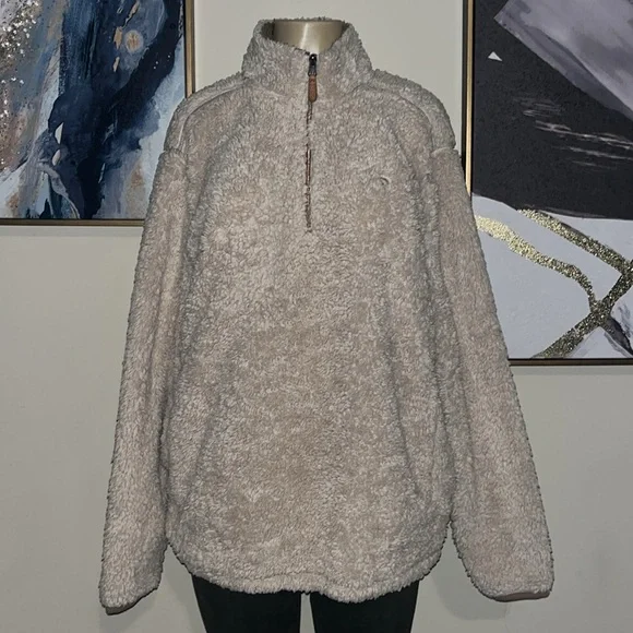 The Southern Shirt Co. -Sherpa Pullover with Pockets in Oyster size L - Picture 6 of 13